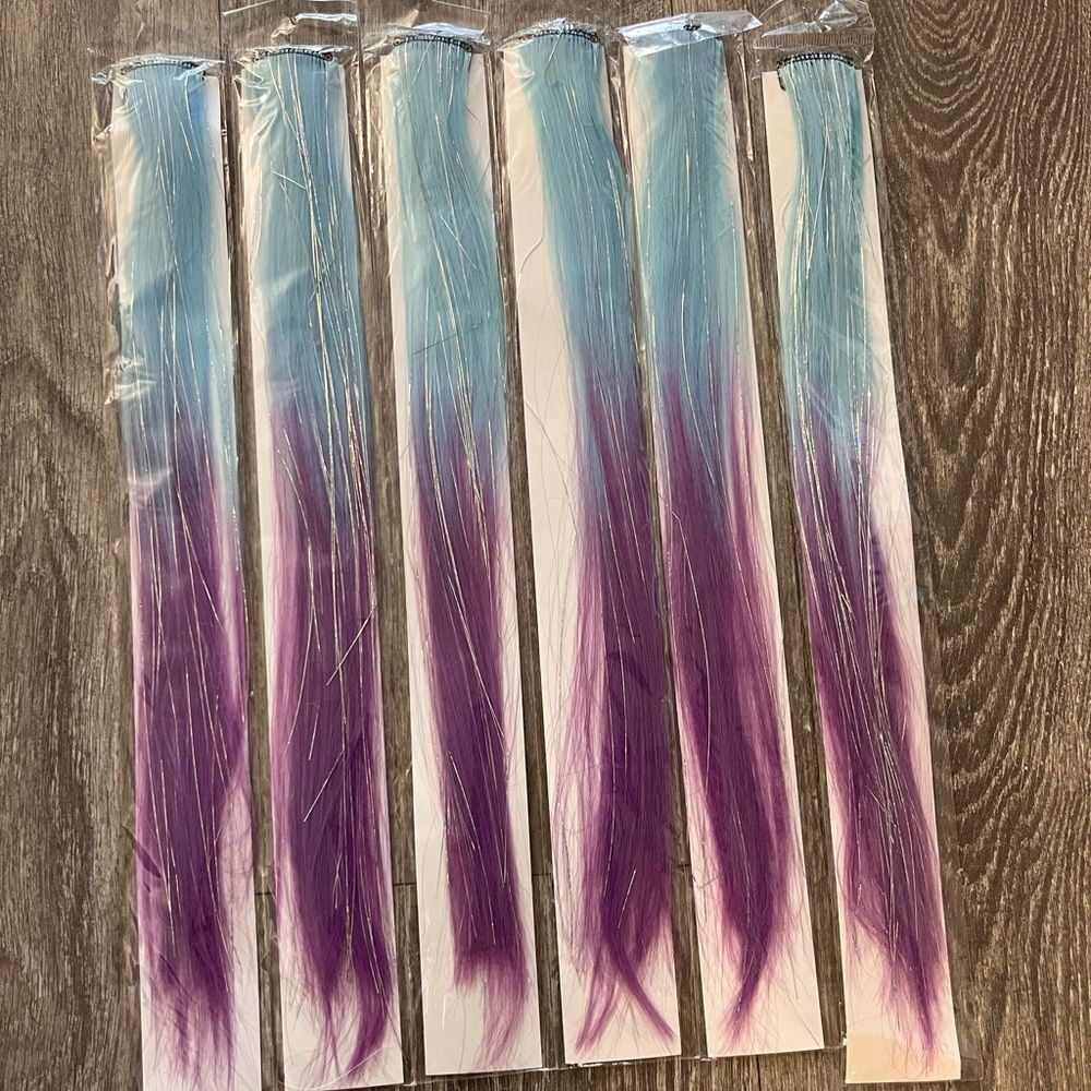 Blue Purple Ombré Clip-In Hair Extensions 15”